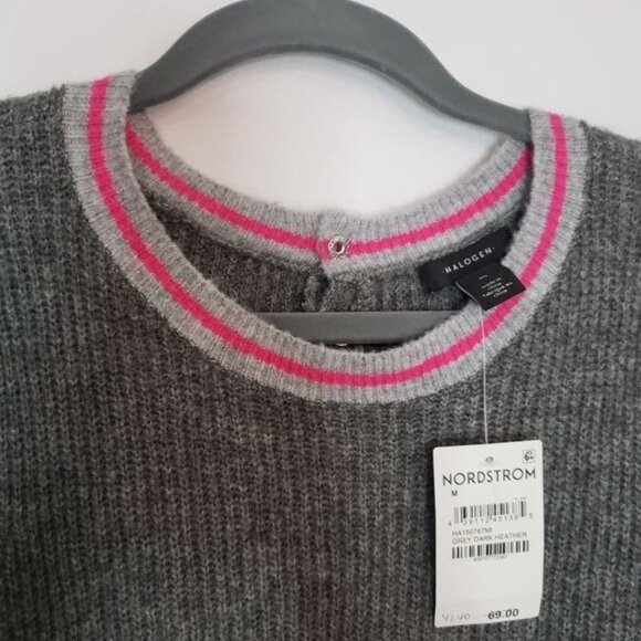NWT Halogen Gray Dark‎ Heather Blouson Sleeve Sweater Size medium - Picture 5 of 8